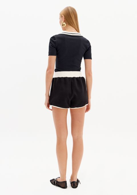 Short Descolado Cintura Alta Bicolor