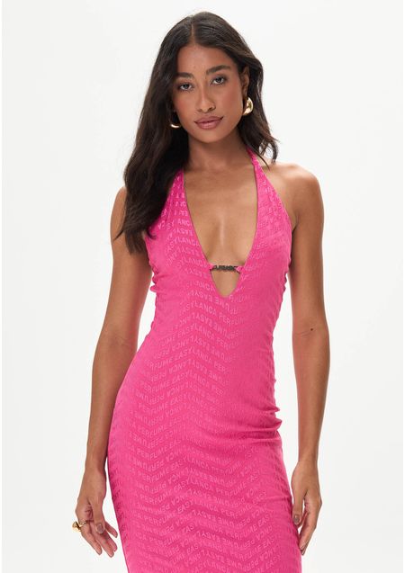 Vestido Super Midi Frente Única Com Detalhe Frontal