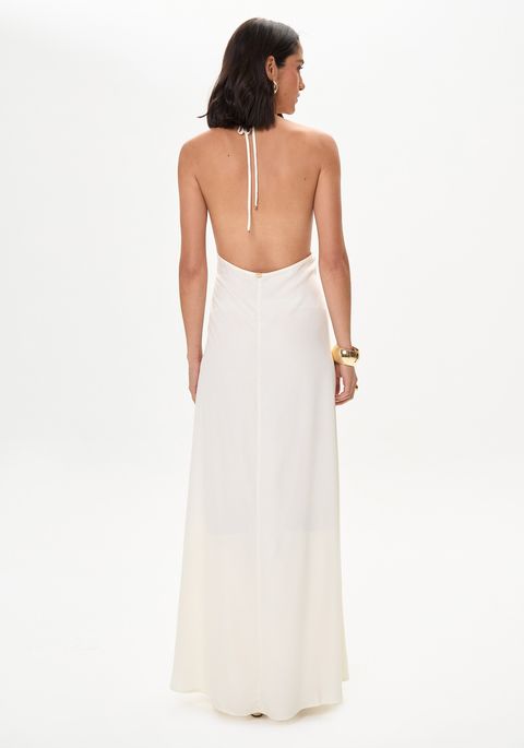 Vestido Super Midi Frente Única Com Argola