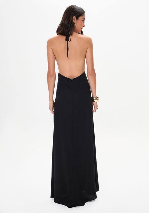 Vestido Super Midi Frente Única Com Argola