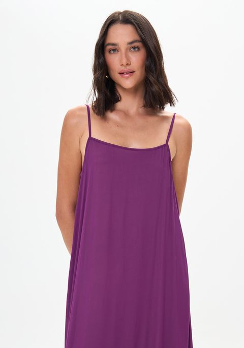 Vestido Super Midi De Alças Fluido