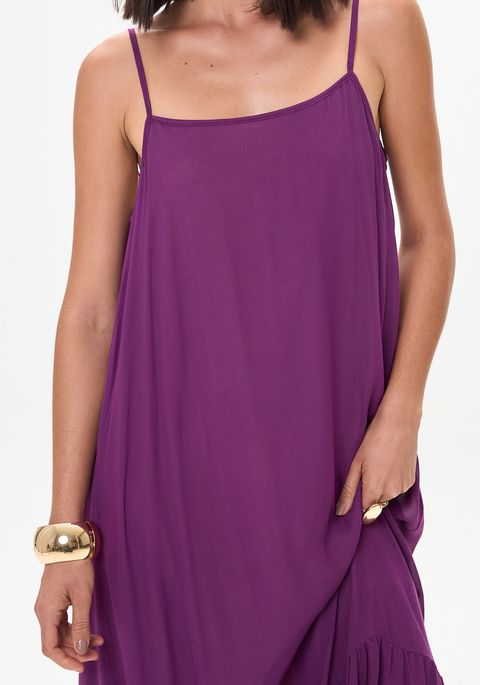 Vestido Super Midi De Alças Fluido