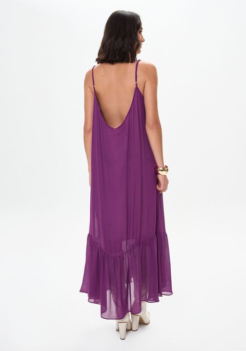 Vestido Super Midi De Alças Fluido