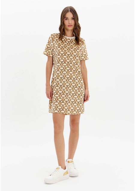 Vestido Curto Descolado Estampado