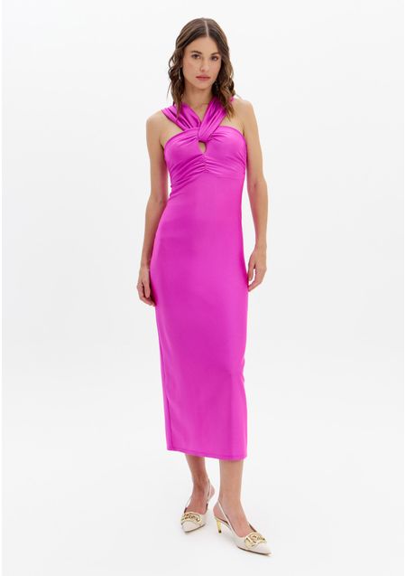 Vestido Super Midi Com Recorte
