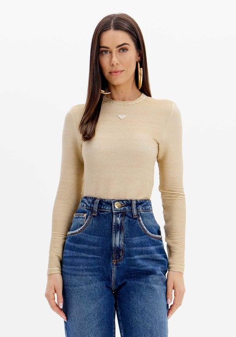Blusa Manga Longa Lurex