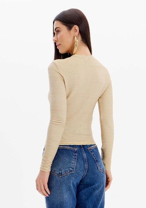 Blusa Manga Longa Lurex