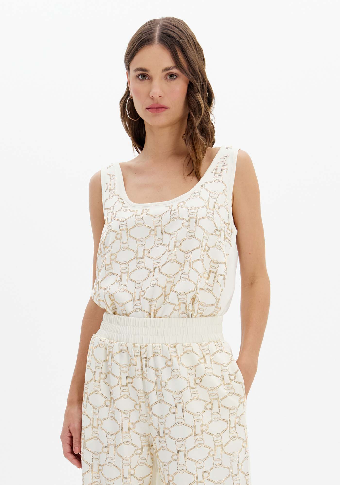 Blusa Regata Com Brilhos Frontais
