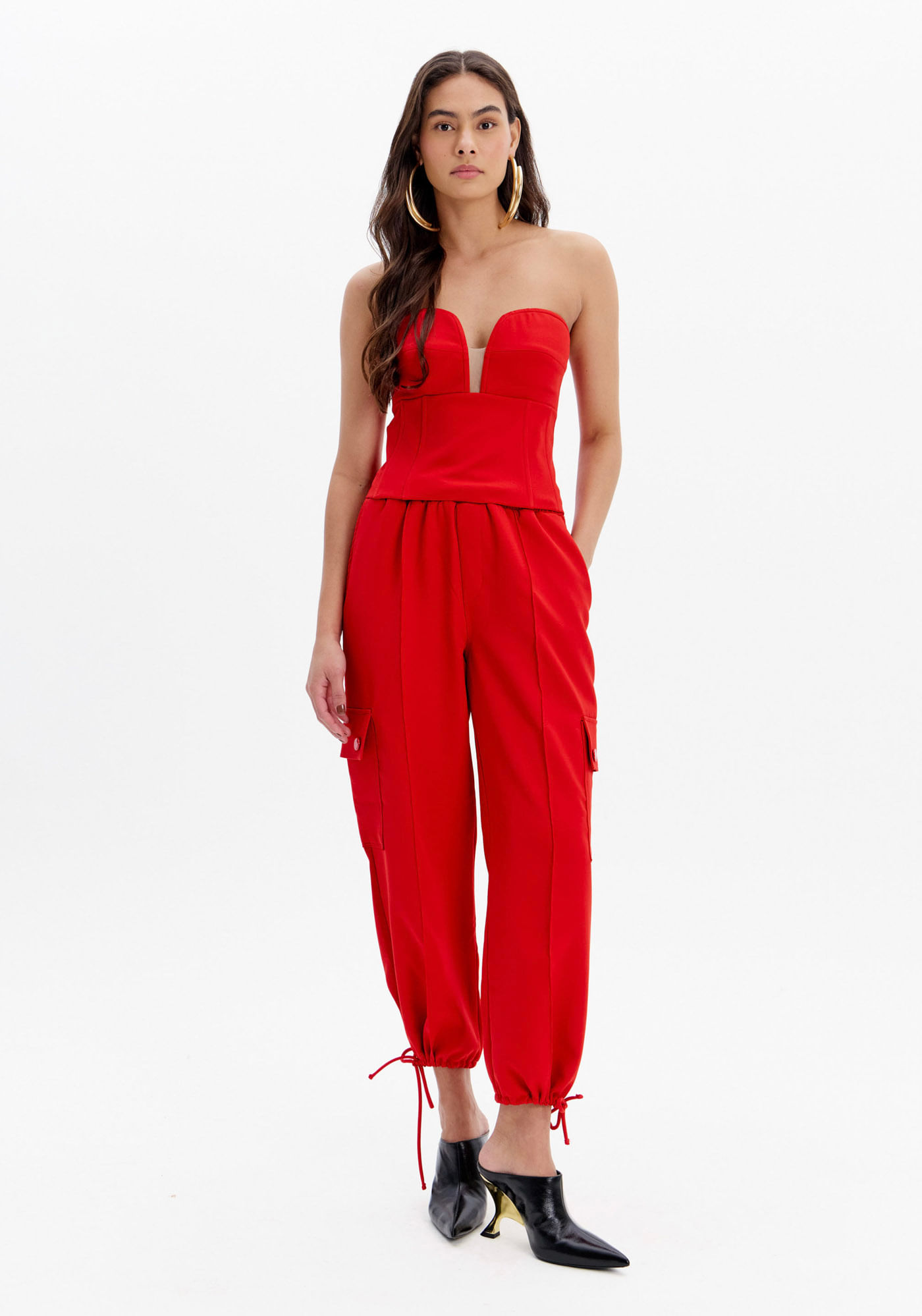 Calça Parachute Bolsos Cargo