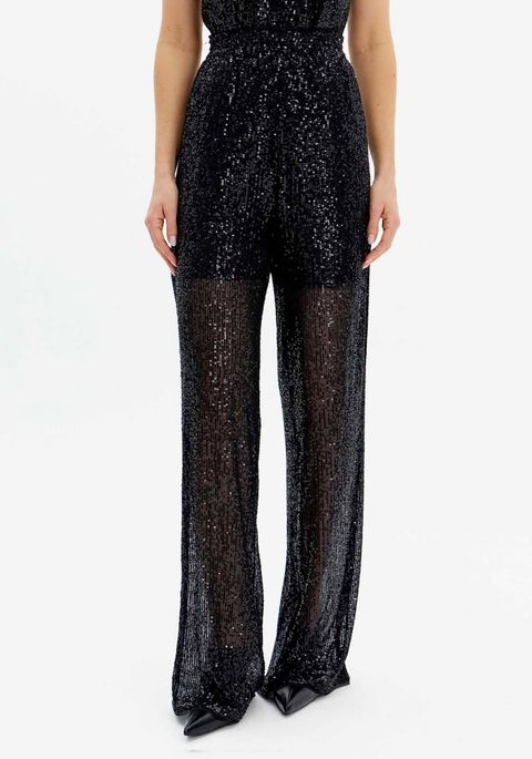 Calça Full Length Cintura Alta Paetês