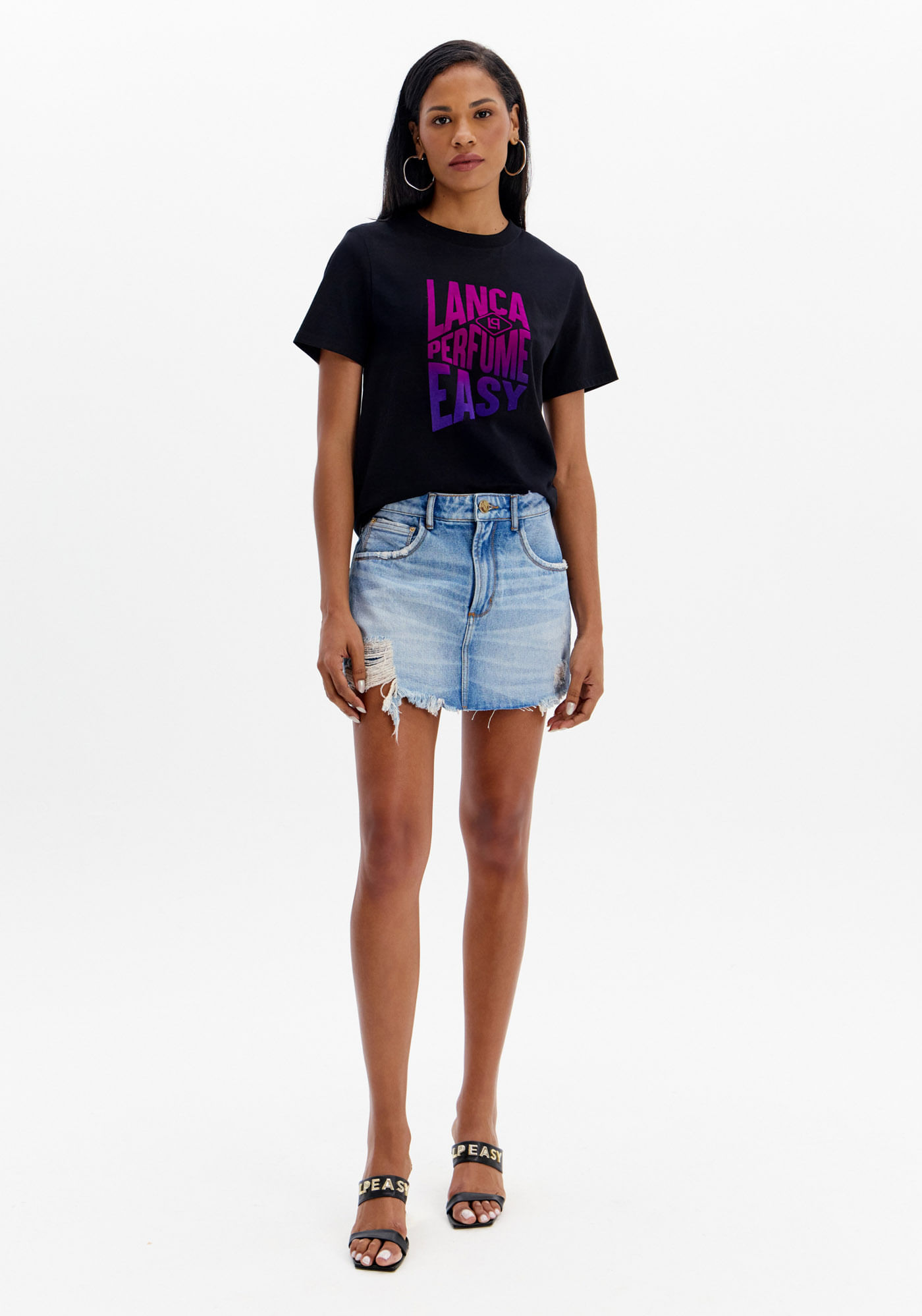 Short Saia Jeans Comfort Cintura Alta