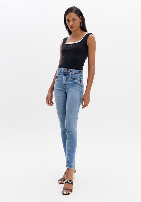 Calça Jeans Skinny Push Up Cintura Super Alta