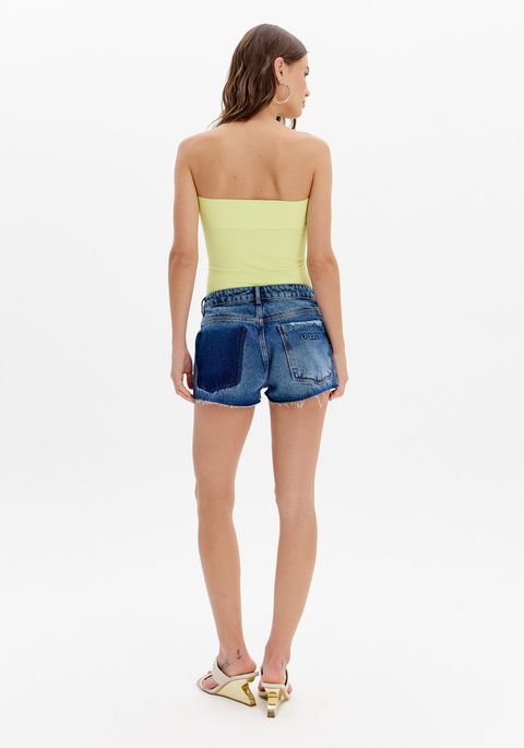 Short Jeans Comfort Cintura Alta Barra A Fio