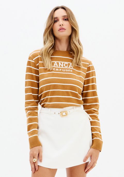 Blusa Tricot Manga Longa Com Name