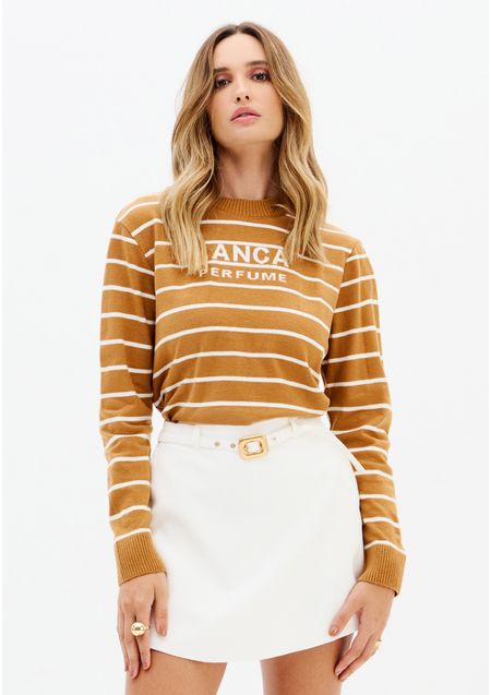 Blusa Tricot Manga Longa Com Name