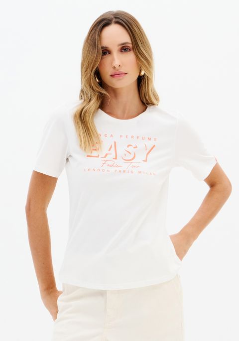 Blusa T-shirt Tradicional Com Gola Redonda E Estampa Local