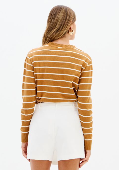 Blusa Tricot Manga Longa Com Name