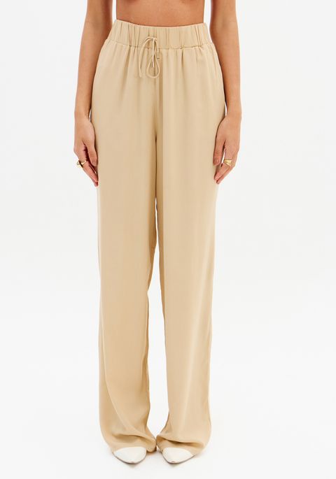 Calça Wide Leg Com Amarração Frontal