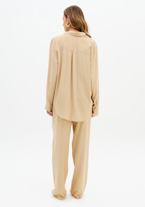 Calça Wide Leg Com Amarração Frontal