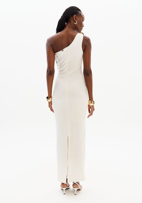 Vestido Super Midi Ombro Único Aviamento
