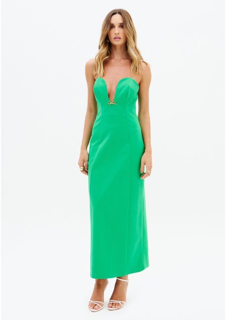 Vestido Super Midi Com Decote Profundo