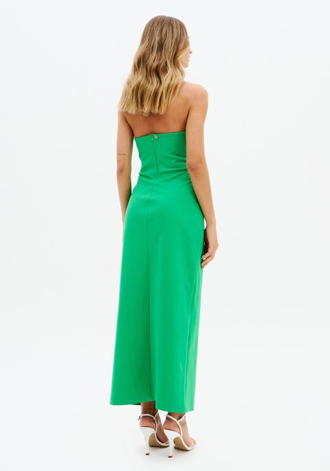Vestido Super Midi Com Decote Profundo