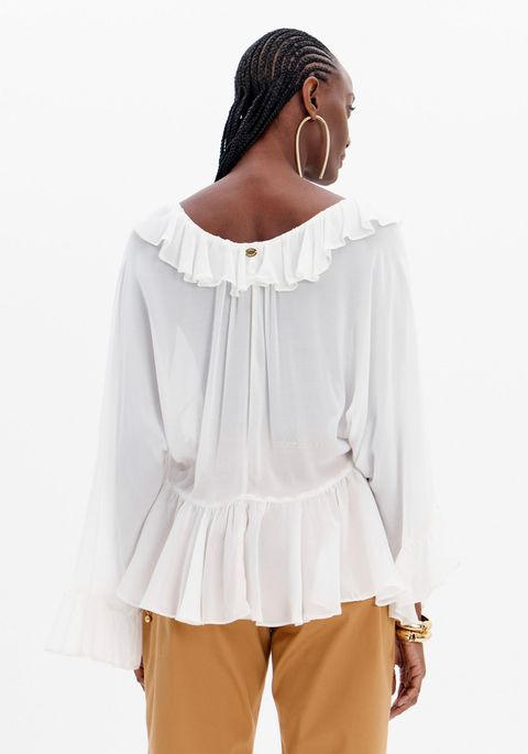 Blusa Com Babados Chiffon