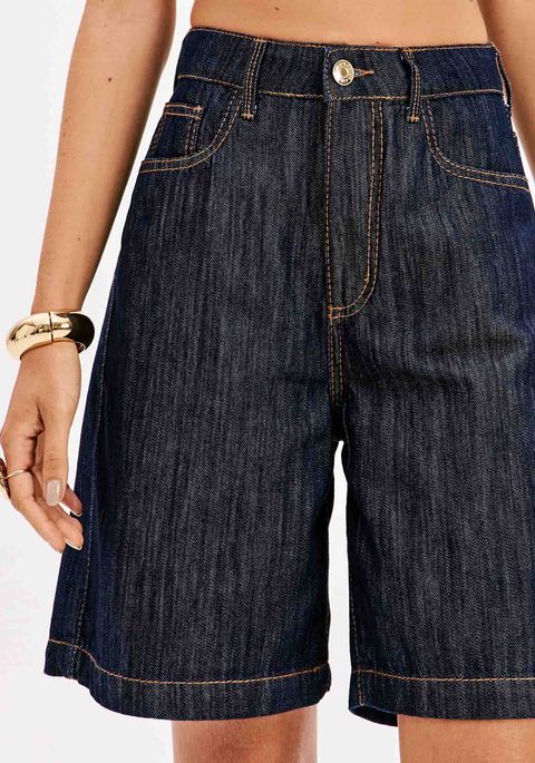 Bermuda Jeans Comfort Cintura Super Alta