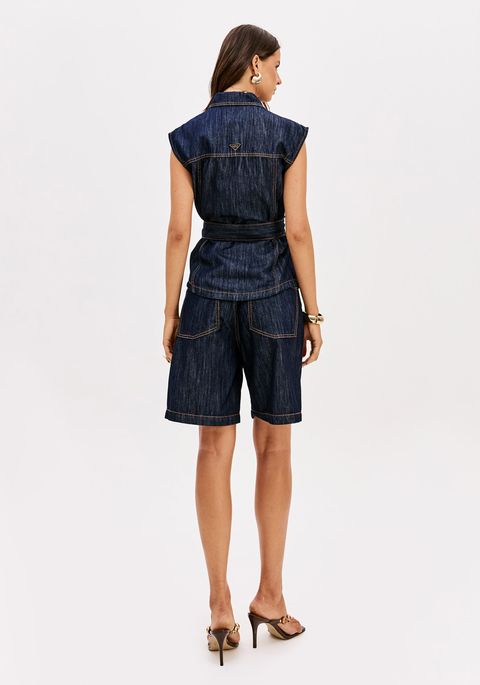 Bermuda Jeans Comfort Cintura Super Alta