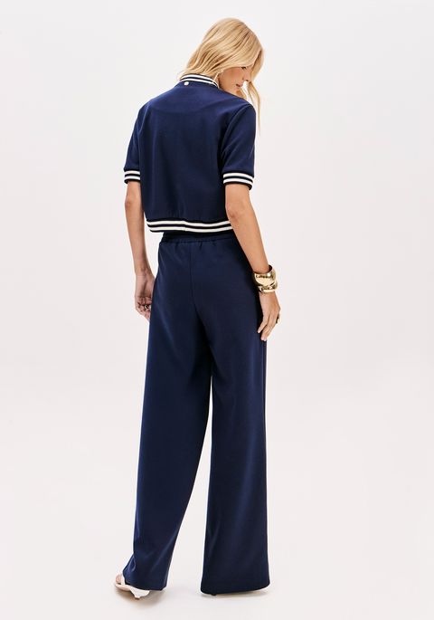 Calça De Moletom Wide Leg Cintura Alta