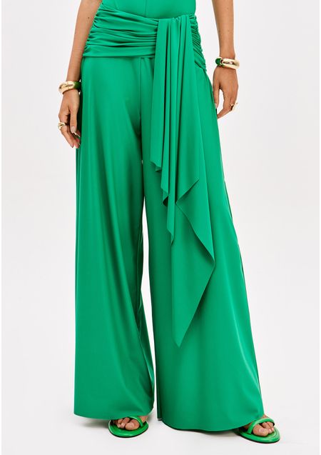 Calça Pantalona Cintura Alta Barra A Fio