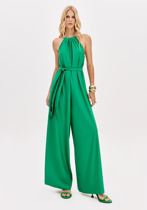 Macacão Longo Frente Única Com Faixa