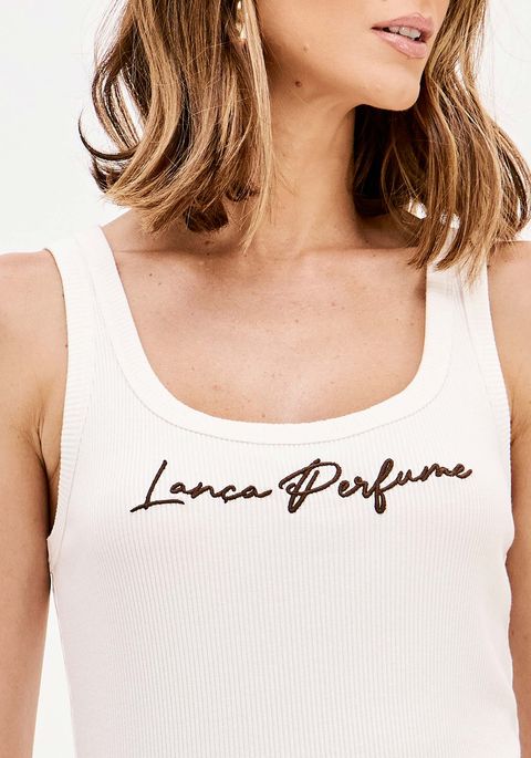 Blusa Regata Básica Com Bordado Lança Perfume