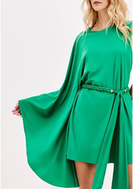 Vestido Curto Manga Única Com Cinto
