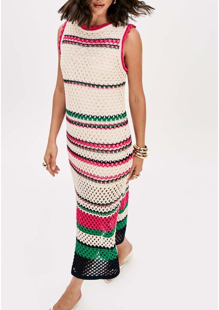 Vestido De Tricô Super Midi Sem Mangas