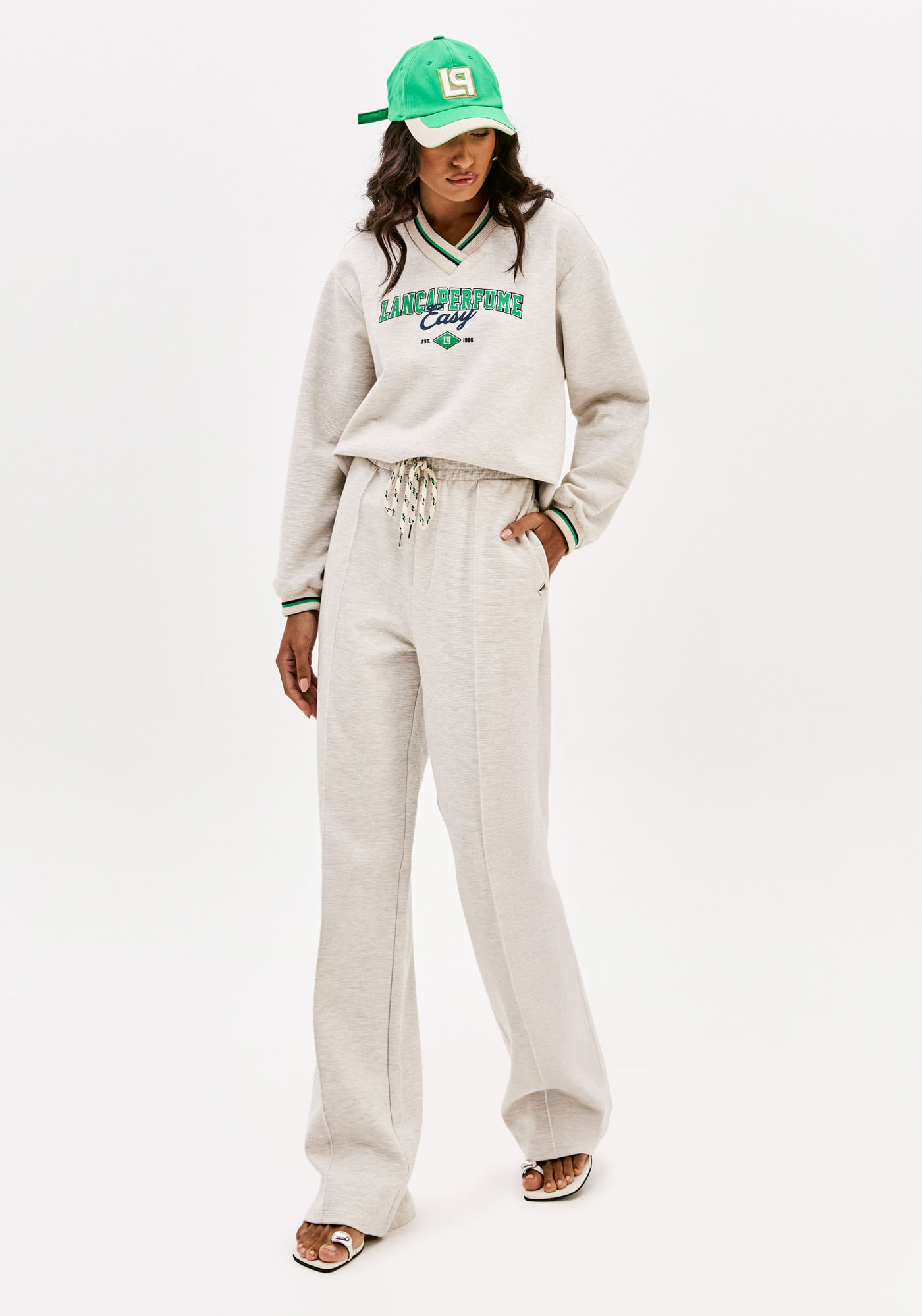 Calça Wide Leg Cintura Alta Cós Elástico