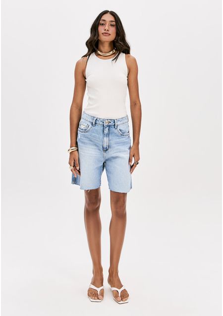 Bermuda Jeans Comfort Cintura Super Alta