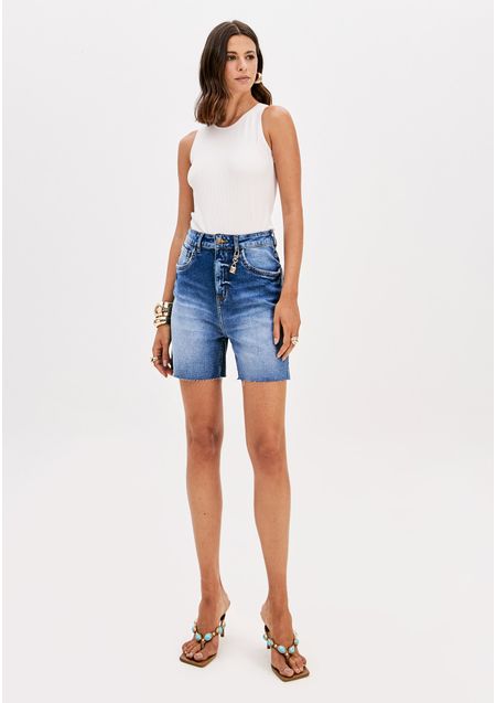 Bermuda Mom Jeans Cintura Super Alta