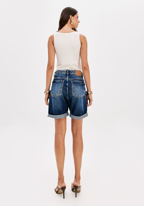 Bermuda Jeans Comfort Cintura Super Alta
