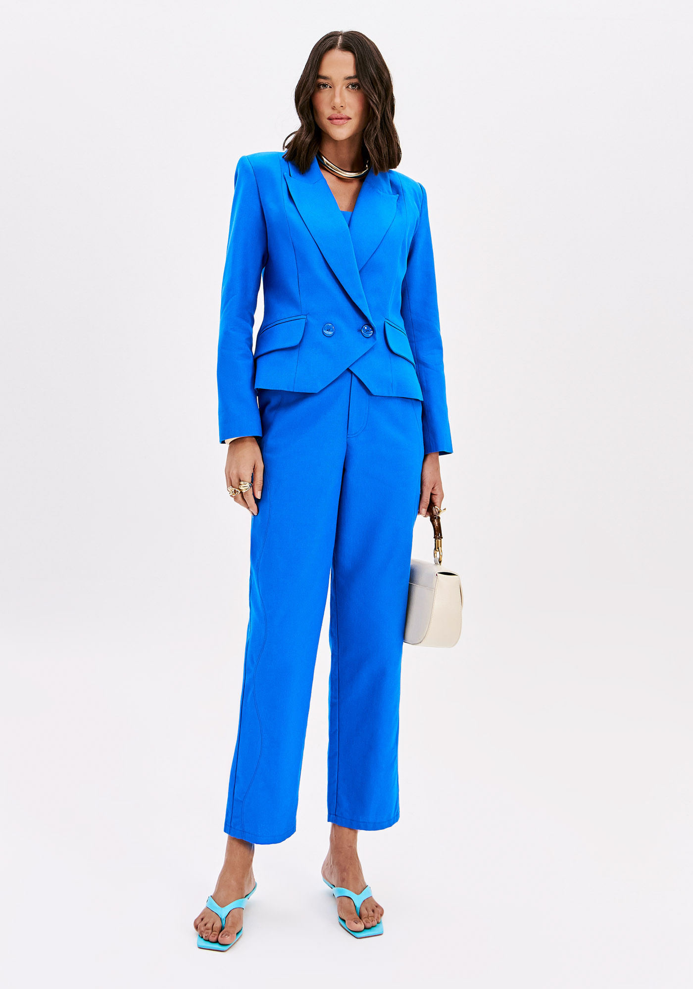 Blazer Slim Transpassado Com Botões