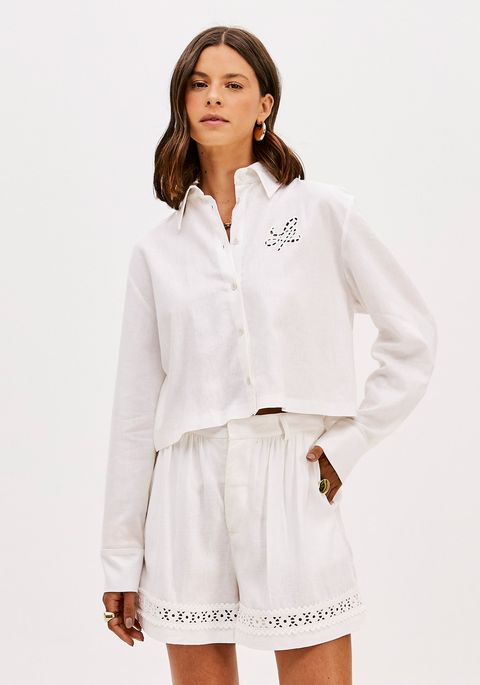 Bermuda Cintura Alta Com Linho