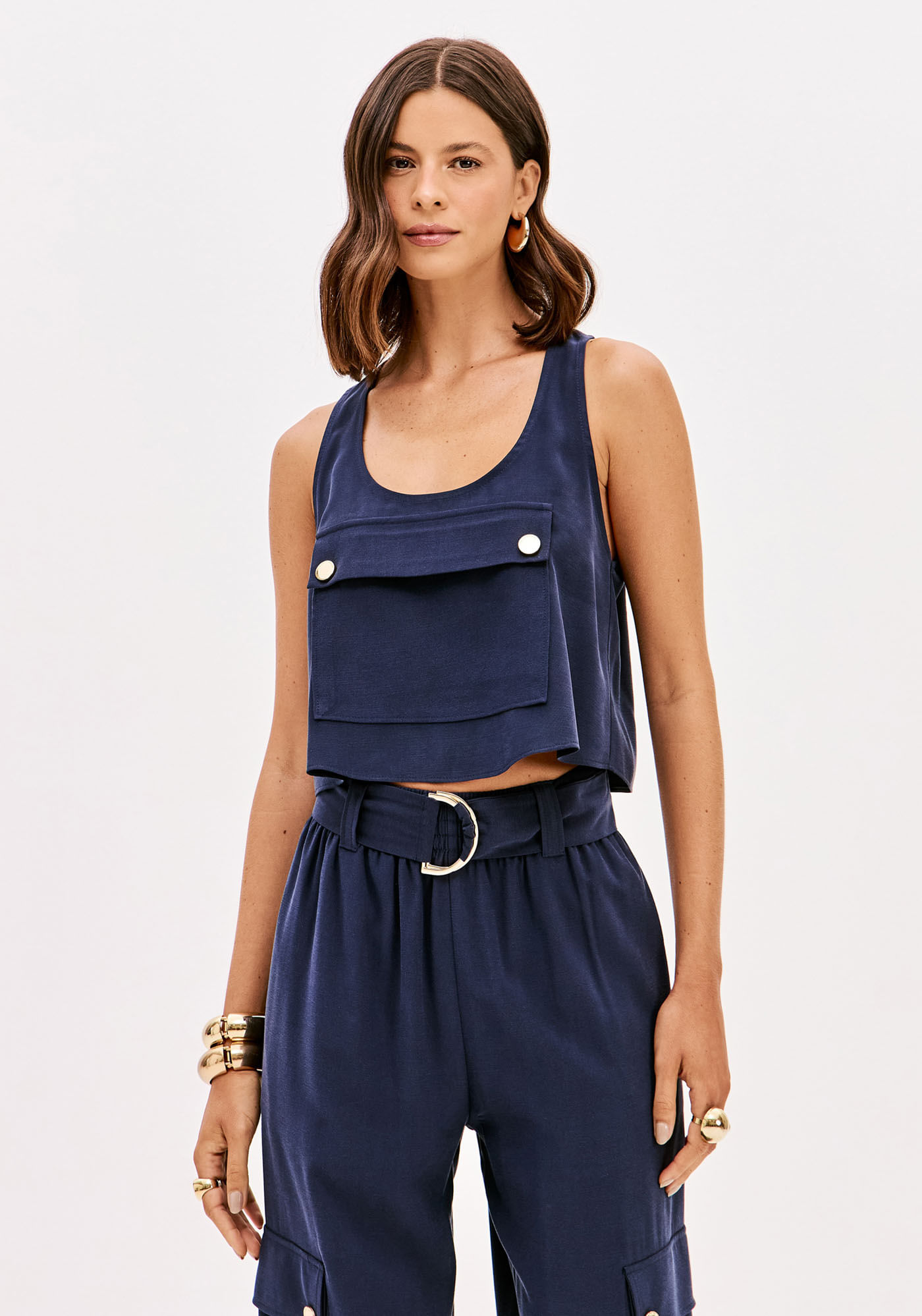 Blusa Curta Com Decote U