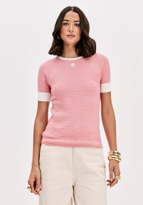 Blusa De Tricô Com Mangas Curtas