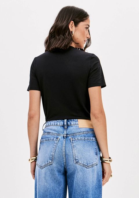 T-shirt Baby Look Manga Curta