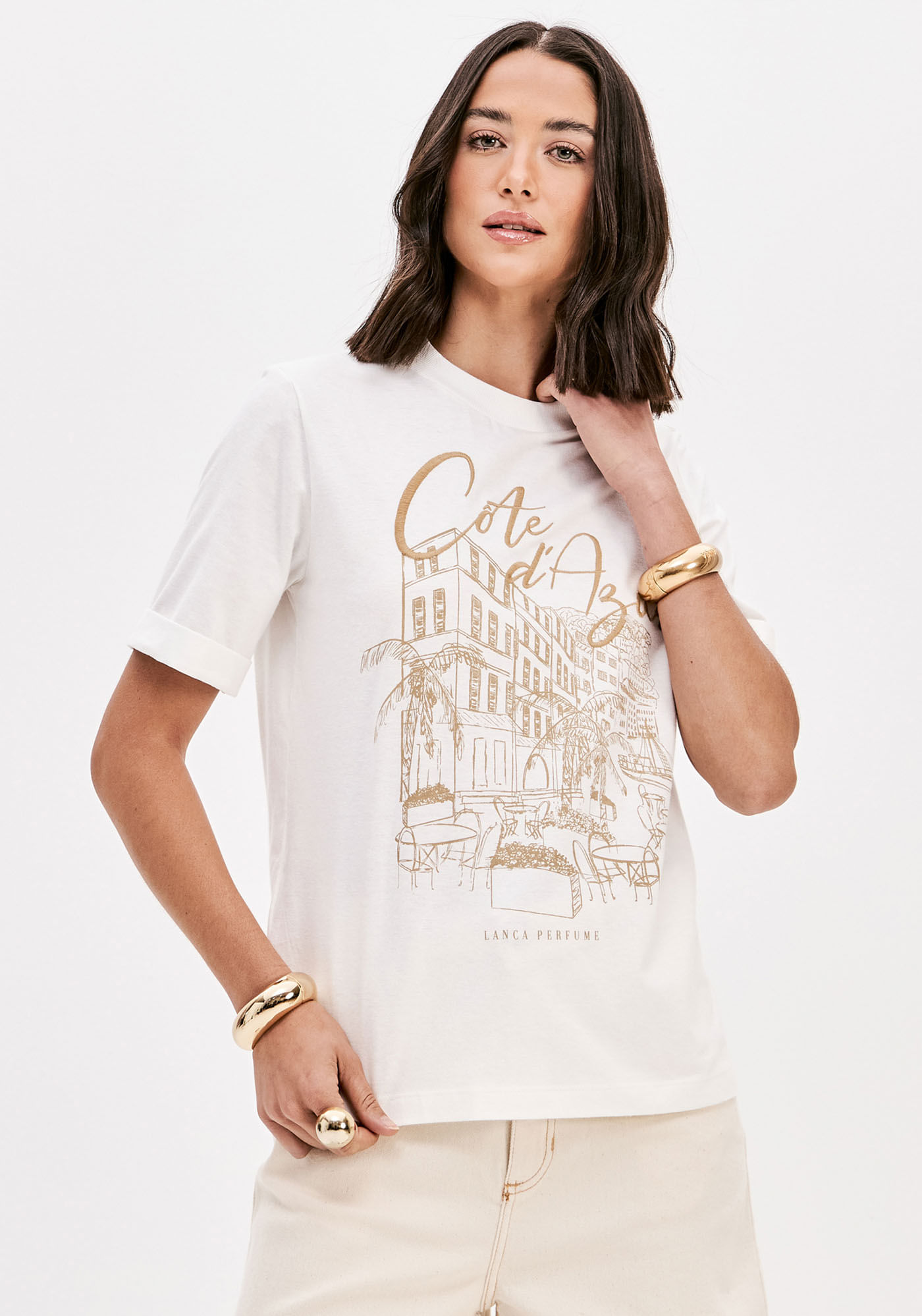 T-shirt Manga Curta Com Estampa