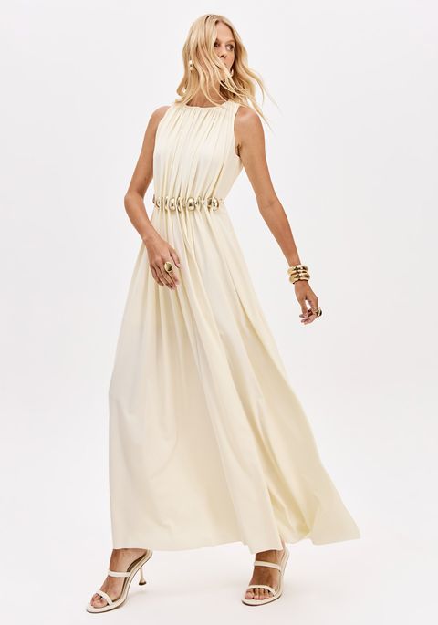 Vestido Super Midi Com Cordão E Aviamentos