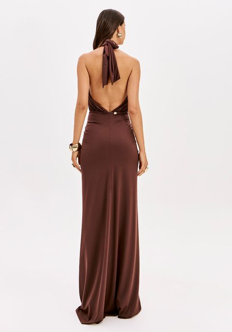 Vestido Longo Frente Única Com Amarração