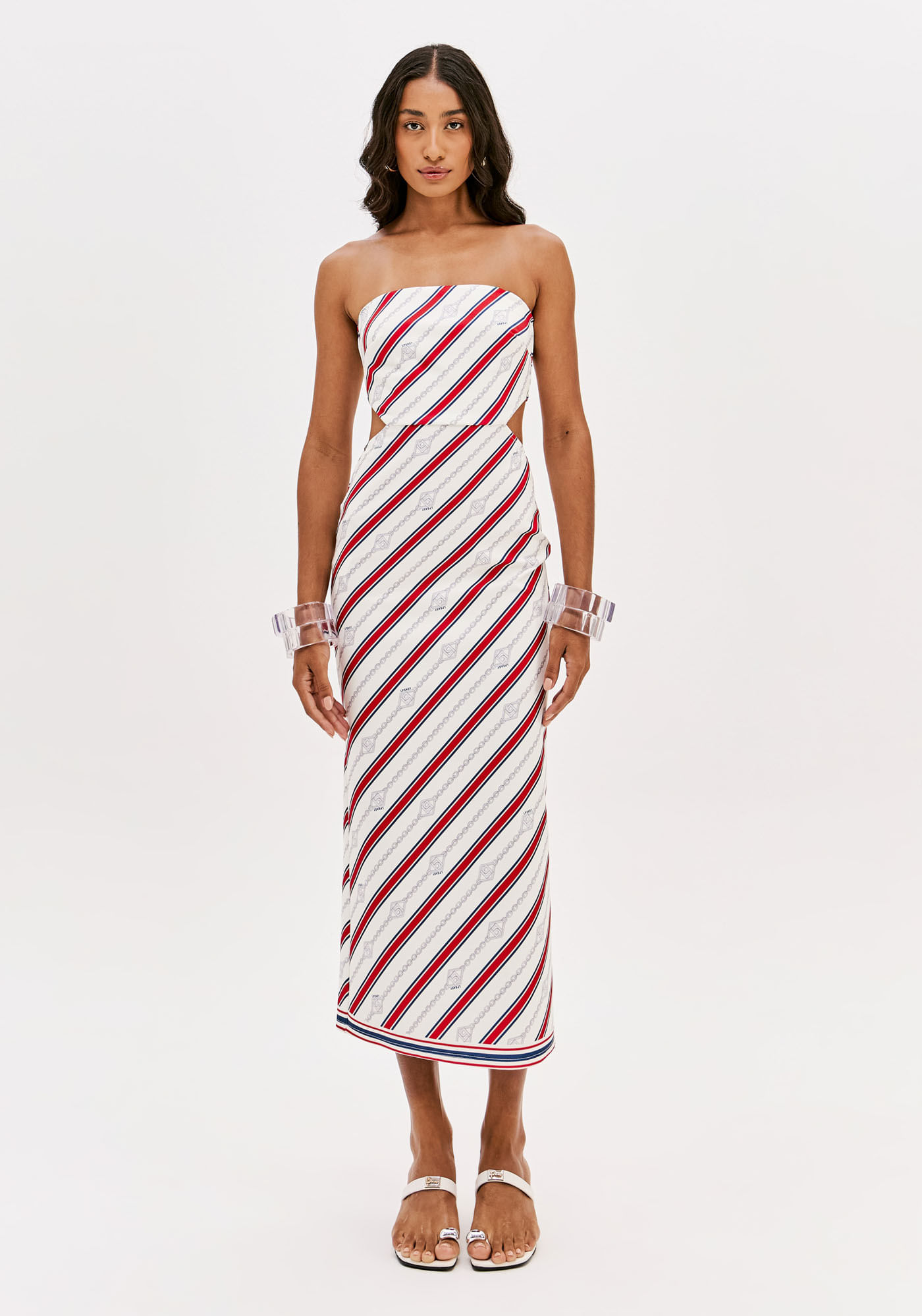Vestido Super Midi Sem Alças Estampado