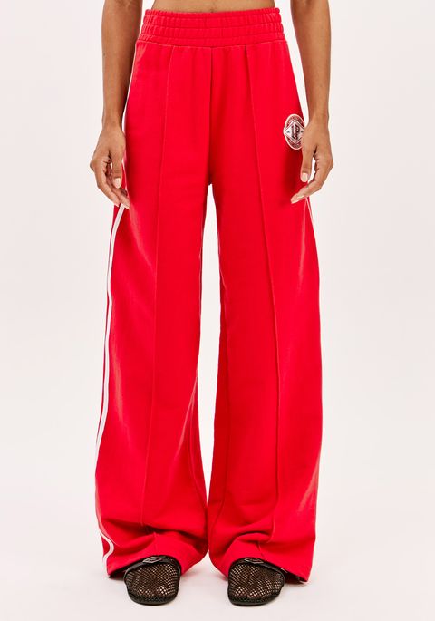 Calça Wide Leg Cintura Alta Moletom