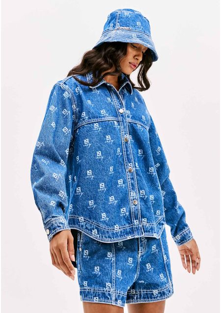 Camisa Jeans Alongada Manga Longa